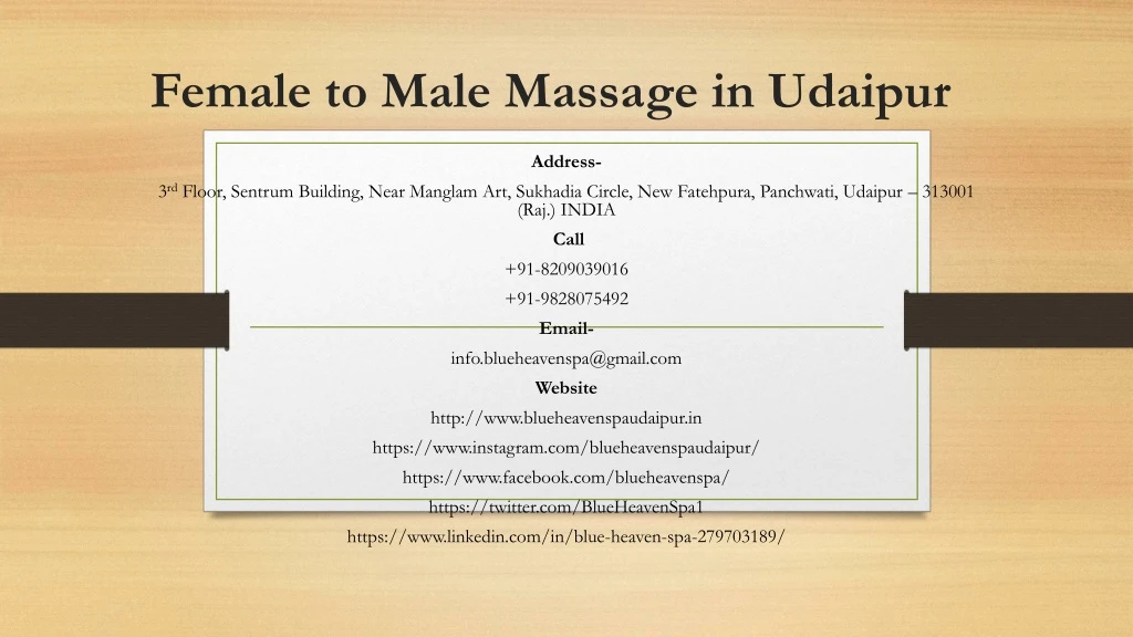 female to male massage in udaipur