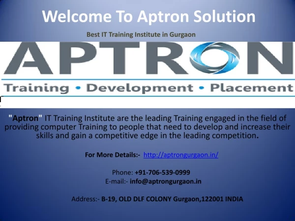Best Training Institute in Gurgaon
