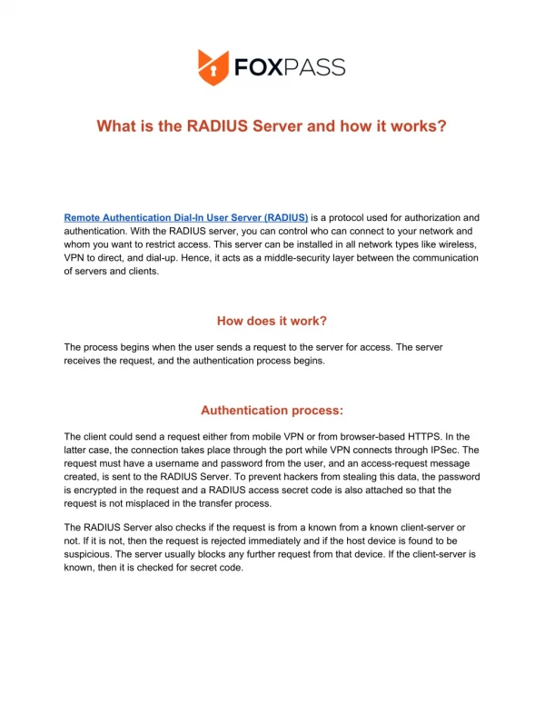 What is the radius server and how it works ? Foxpass