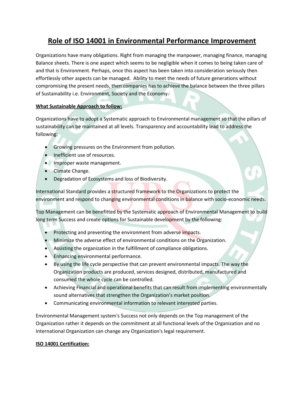 role of iso 14001 in environmental performance