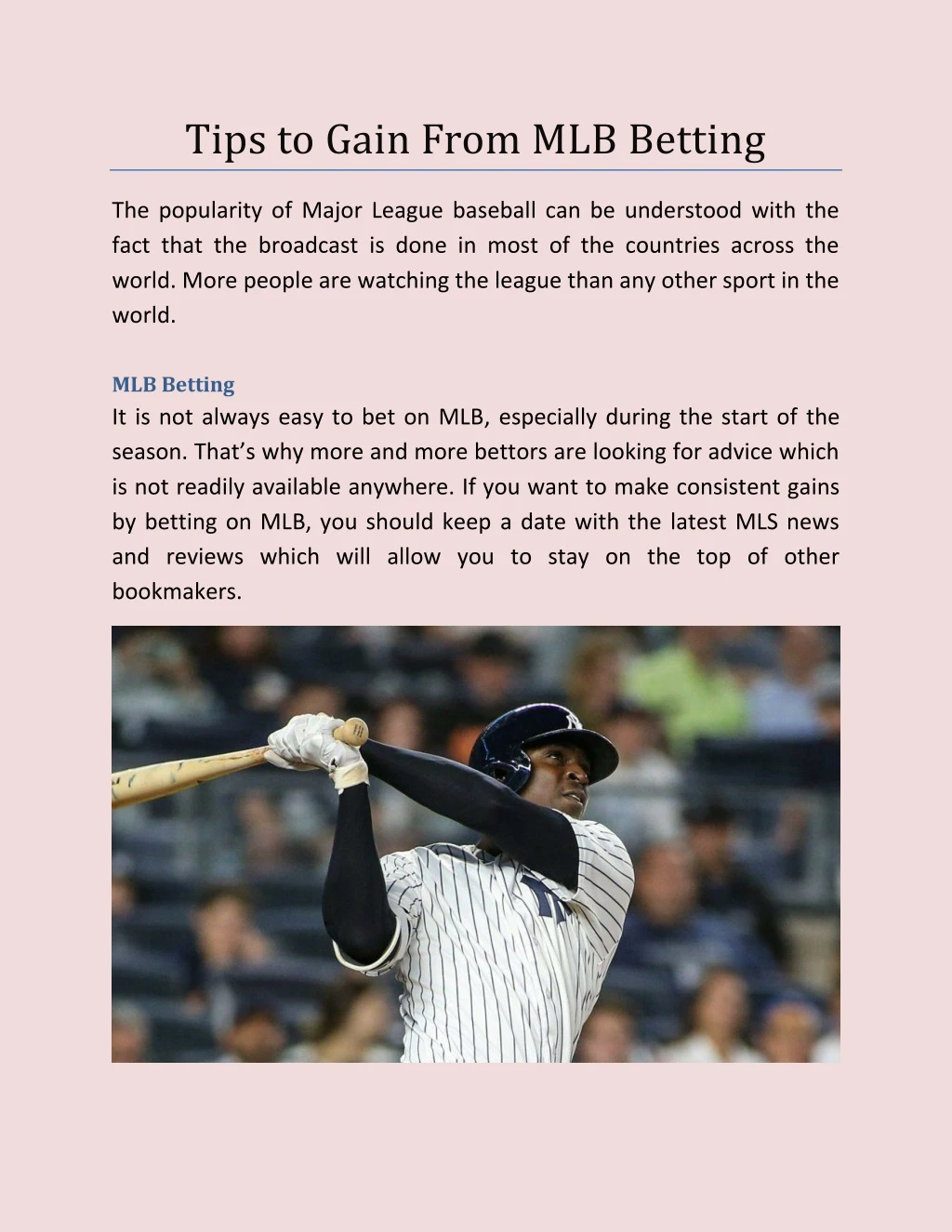 tips to gain from mlb betting