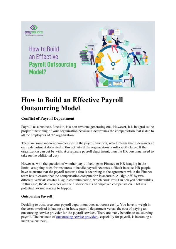 How to Build an Effective Payroll Outsourcing Model