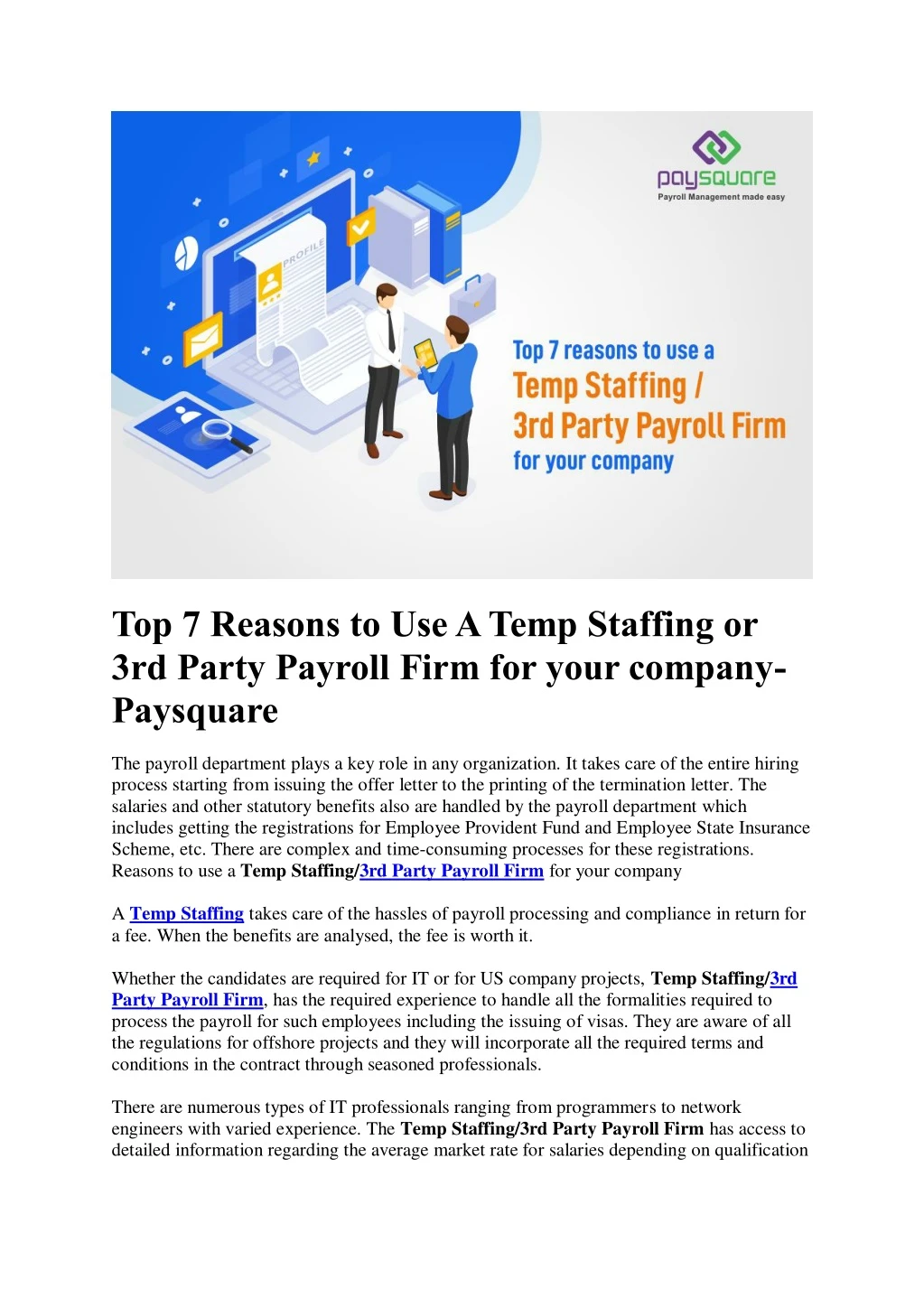top 7 reasons to use a temp staffing or 3rd party