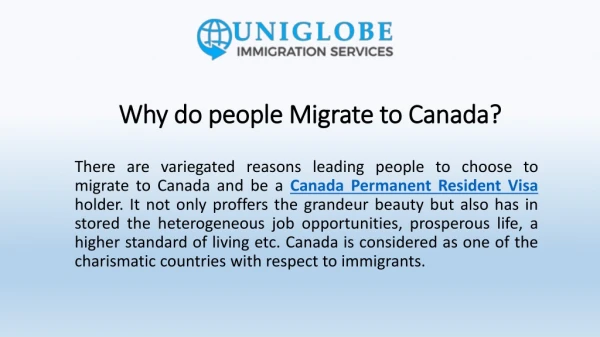 Why do people Migrate to Canada?