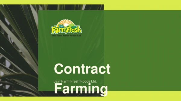 Contract Farming - Enhancing Strong Relationships - Jain Farm Fresh Foods Limited