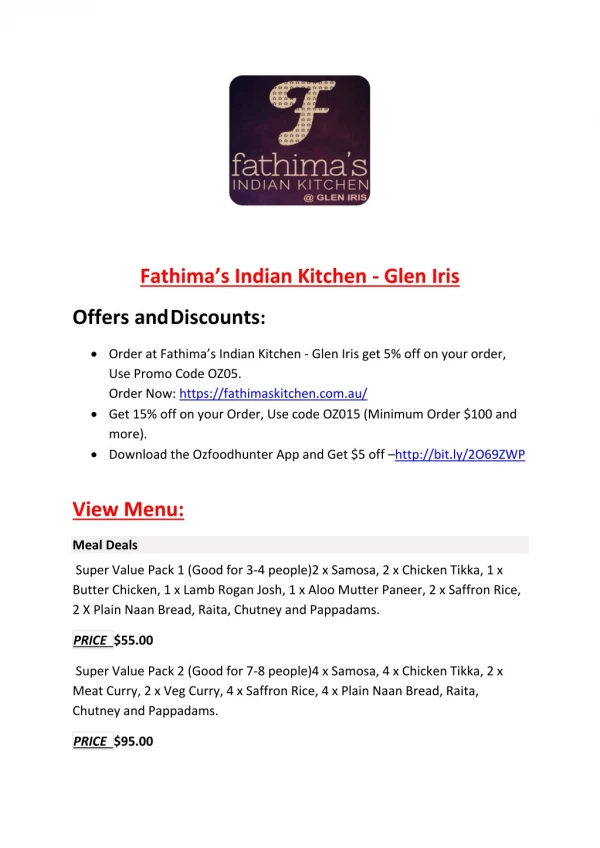 Fathima’s Indian Kitchen - Glen Iris-Glen Iris - Order Food Online