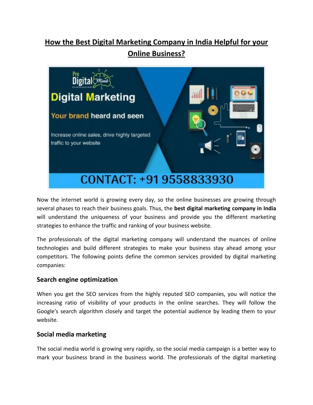 how the best digital marketing company in india