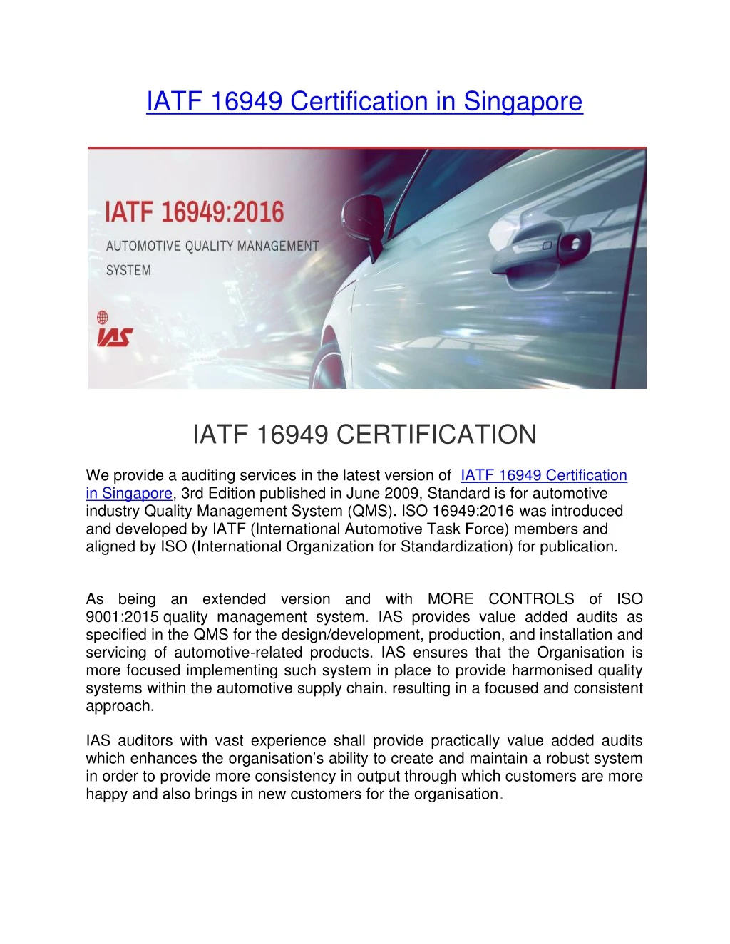 iatf 16949 certification in singapore