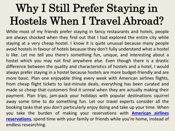 Why I Still Prefer Staying in Hostels When I Travel Abroad?