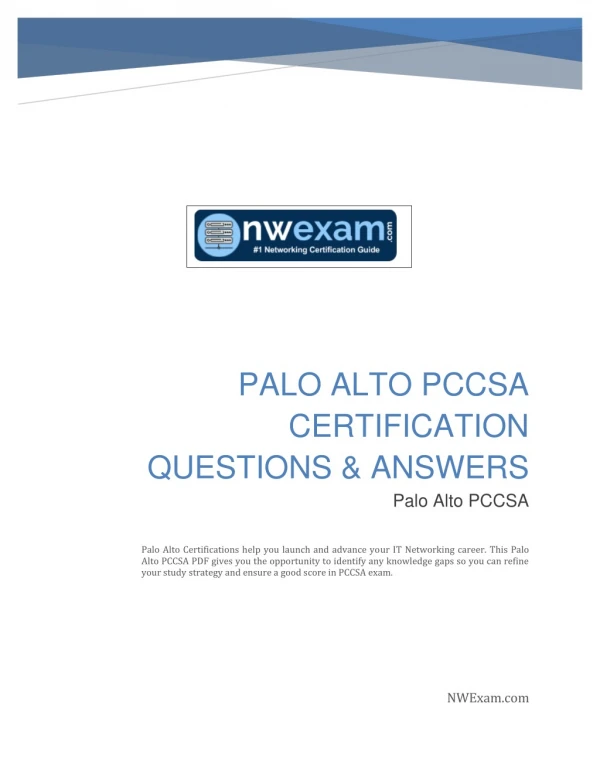 Palo Alto PCCSA Certification Exam- Sample Question