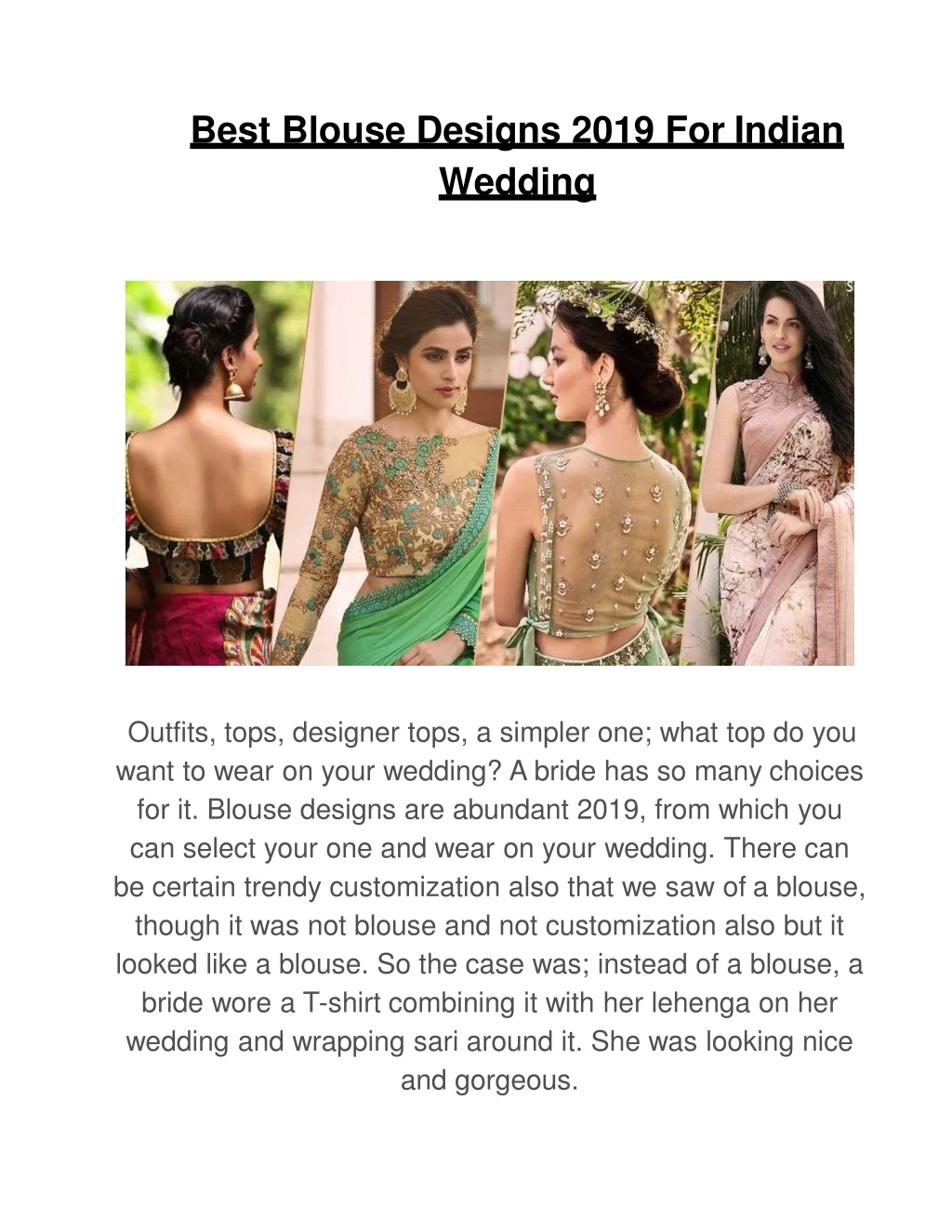 best blouse designs 2019 for indian wedding