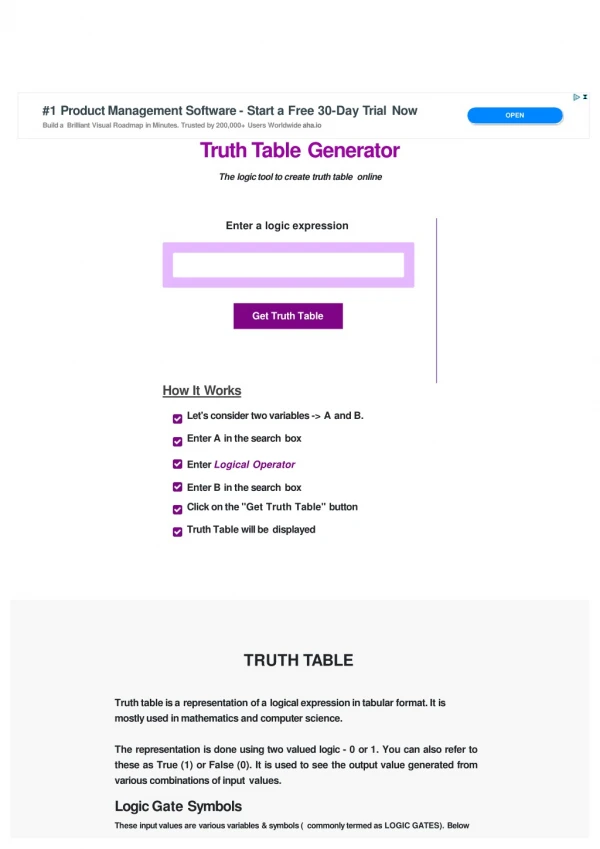 Truth Table Generator Online