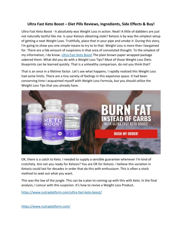 Ultra Fast Keto Boost - Is This Weight Loss Pills Scam Or Works?