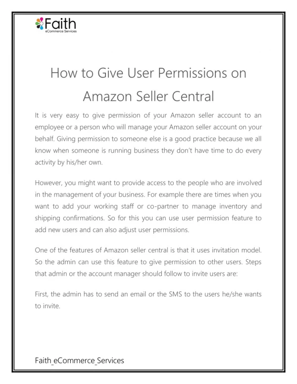 How to Give User Permissions on Amazon Seller Central