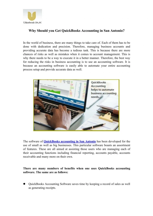 Reliable QuickBooks Accounting Services in San Antonio