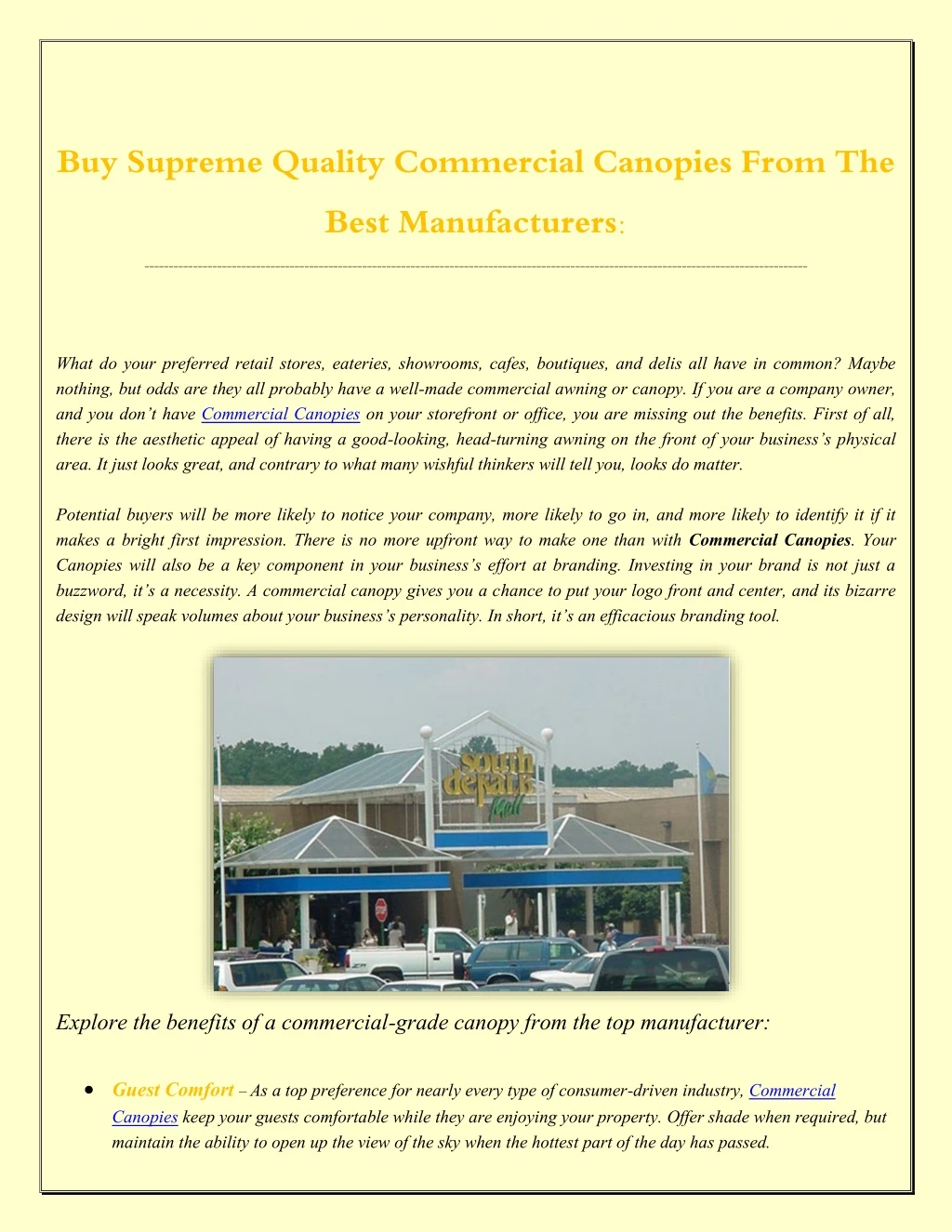 buy supreme quality commercial canopies from