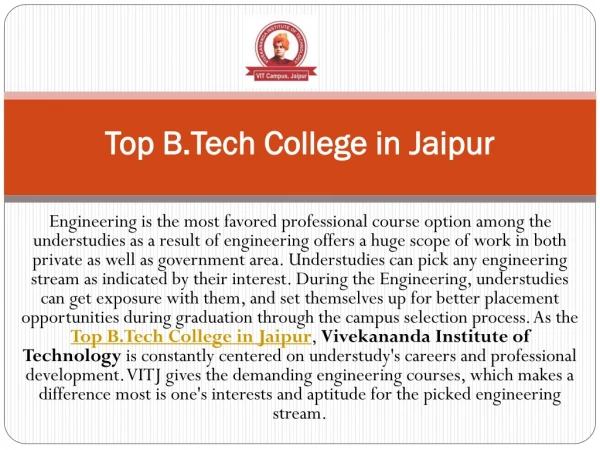 Best B.Tech College in Jaipur