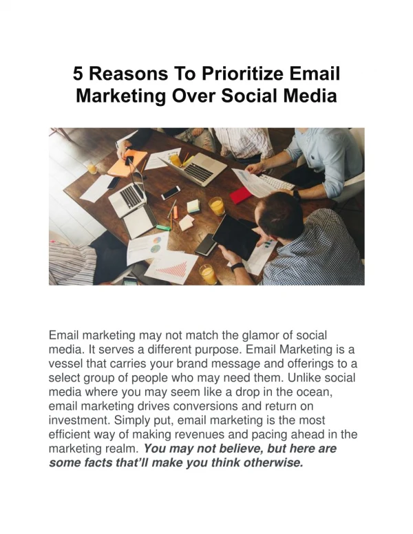 5 Reasons To Prioritize Email Marketing Over Social Media