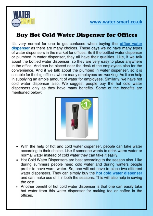 Buy Hot Cold Water Dispenser for Offices