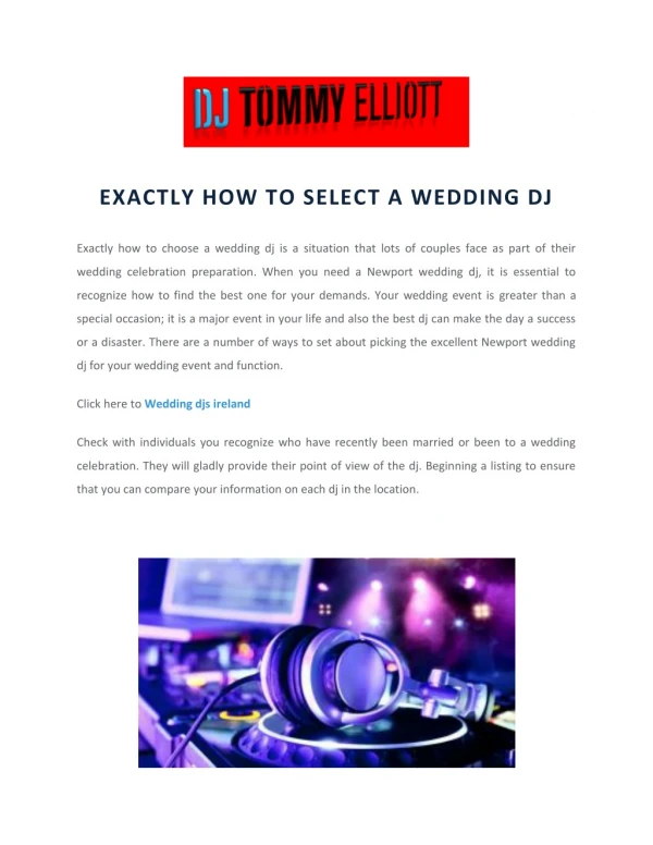 Wedding Bands Galway, Ireland | Professional Wedding DJ | DJ Tommy Elliott