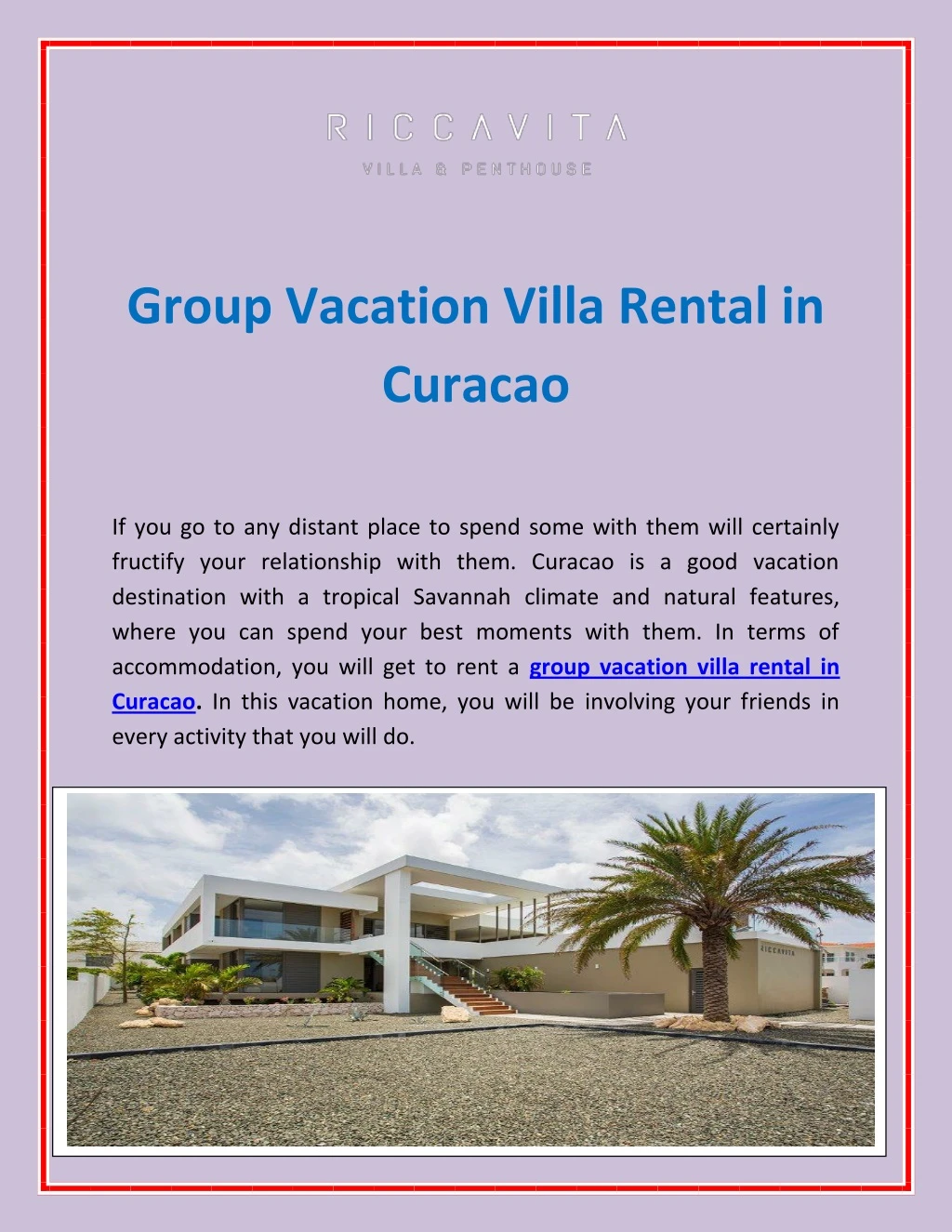 group vacation villa rental in curacao