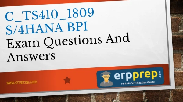 Latest Updated Questions Answers for SAP S/4HANA BPI (C_TS410_1809) Certification Exam