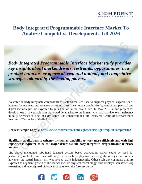 Body Integrated Programmable Interface Market To Significantly Increase Revenues By 2026
