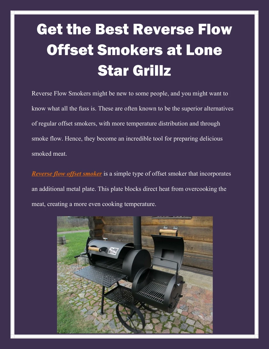get the best reverse flow offset smokers at lone