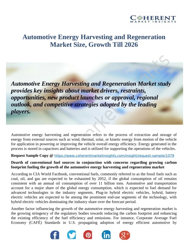 Automotive Energy Harvesting and Regeneration Market Breakdown And Data Triangulation Forecast To 2026