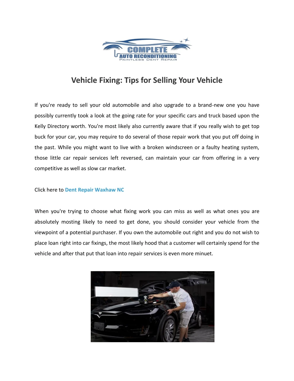 vehicle fixing tips for selling your vehicle