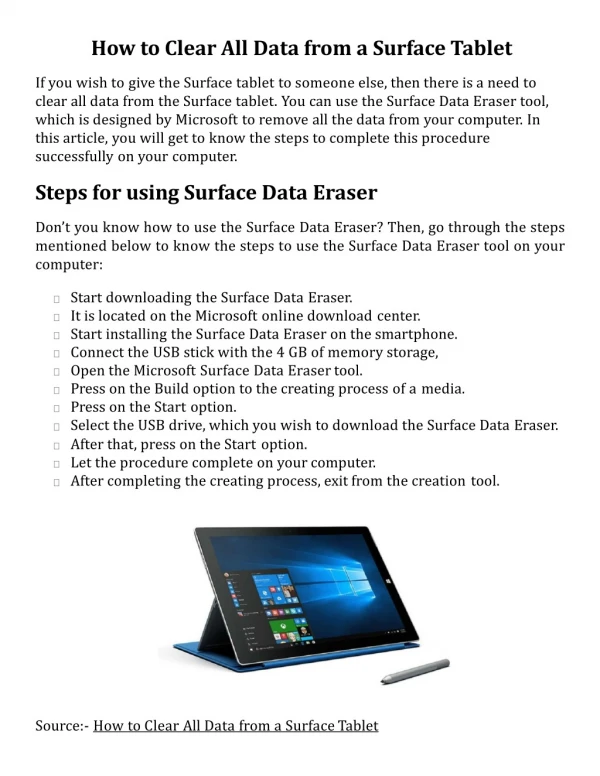 How to Clear All Data from a Surface Tablet
