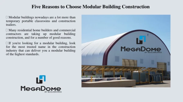 Five Reasons to Choose Modular Building Construction