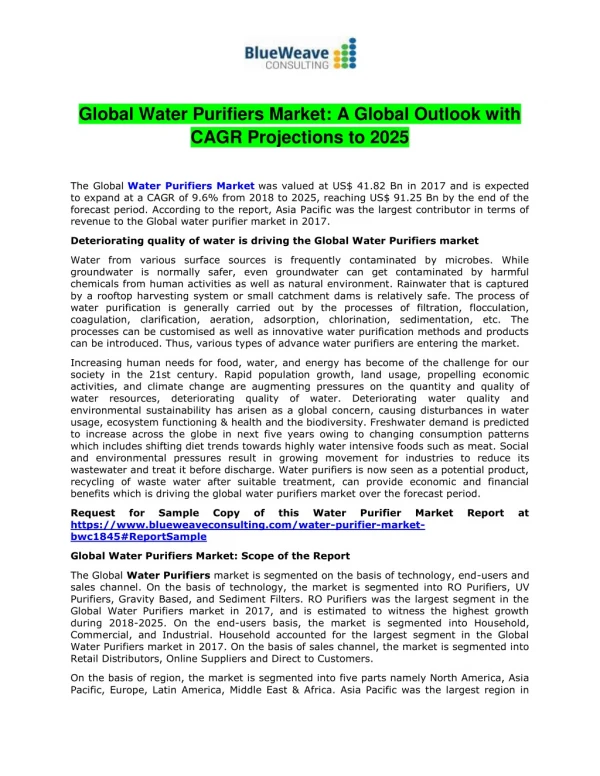 global water purifiers market a global outlook