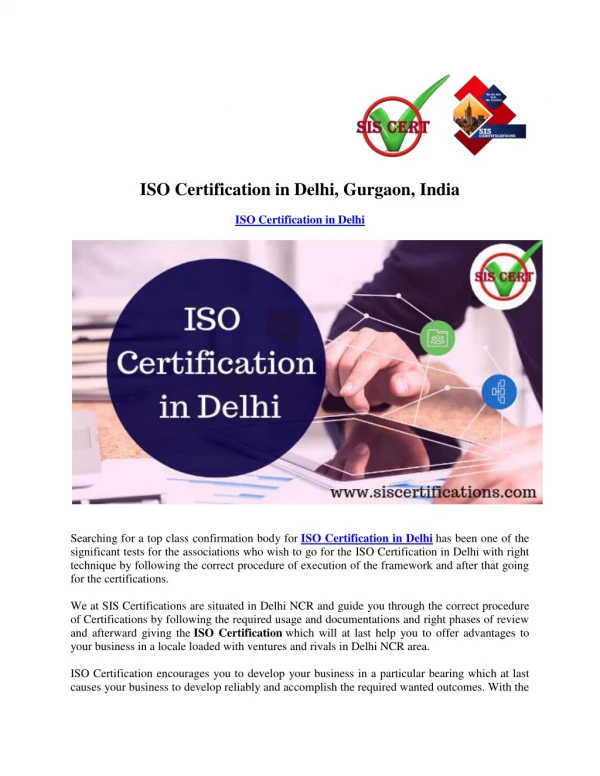 ISO Certification in Delhi, Gurgaon, India