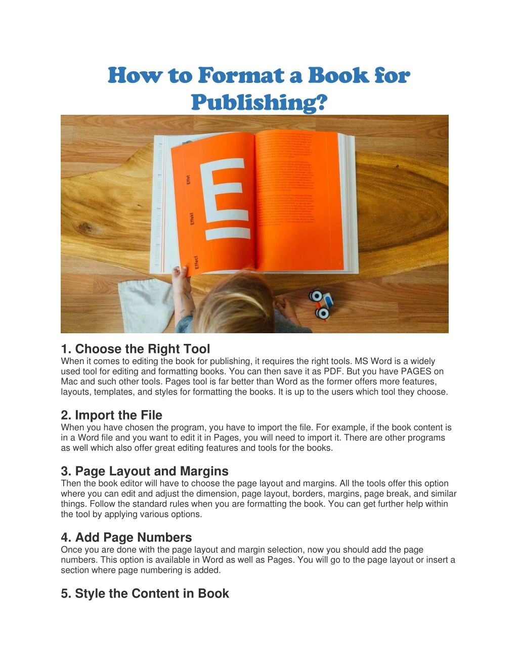 how to format a book for publishing