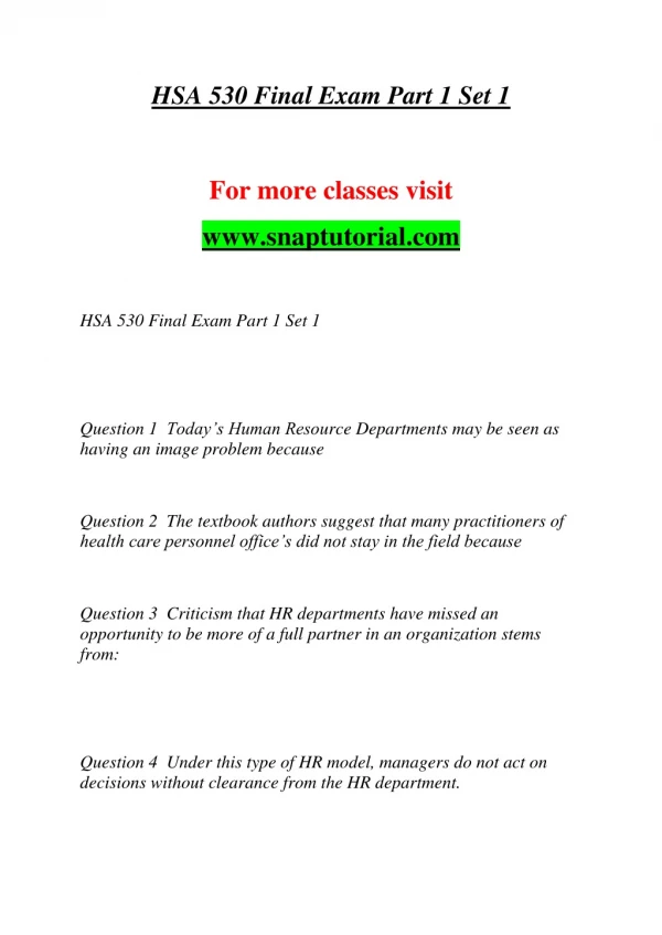 HSA 530 Education Organization - snaptutorial.com