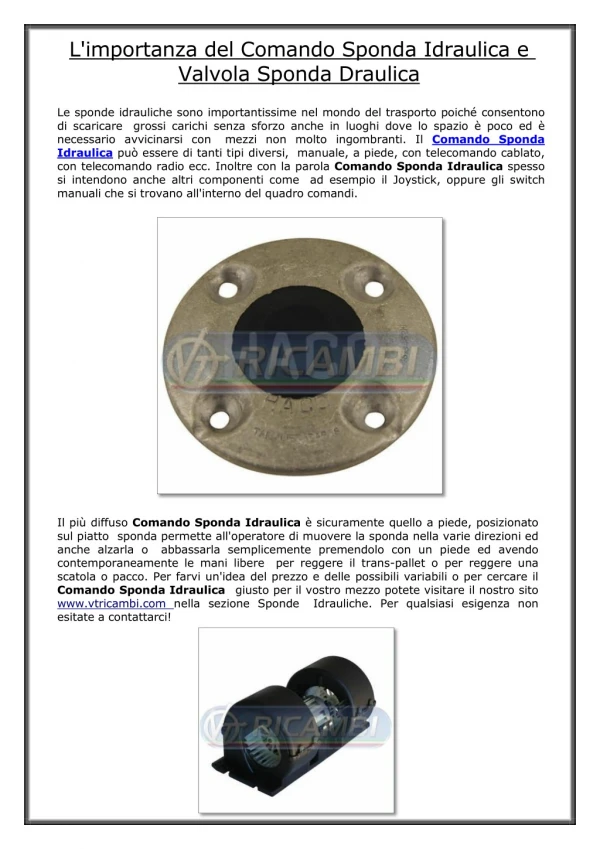 L'importanza del Comando Sponda Idraulica e Valvola Sponda Draulica