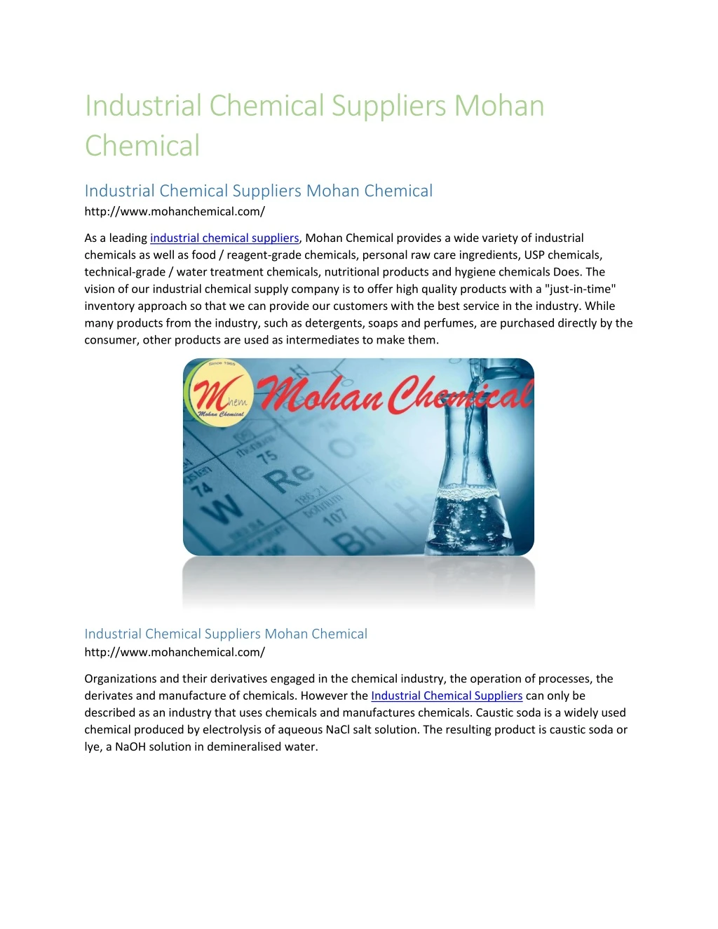 industrial chemical suppliers mohan chemical