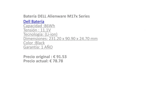 Baterías DELL Alienware M17x Series,Adaptador/Cargador DELL