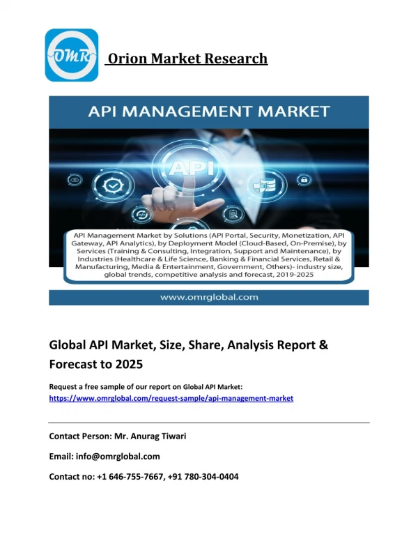 Global API Market Industry Size, Share, Growth and Forecast 201-2025