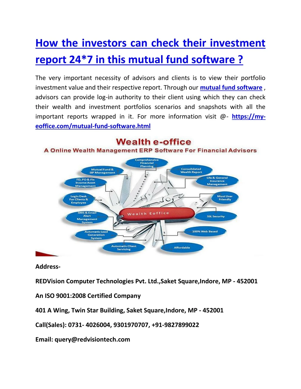 how the investors can check their investment