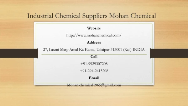 Industrial Chemical Suppliers Mohan Chemical