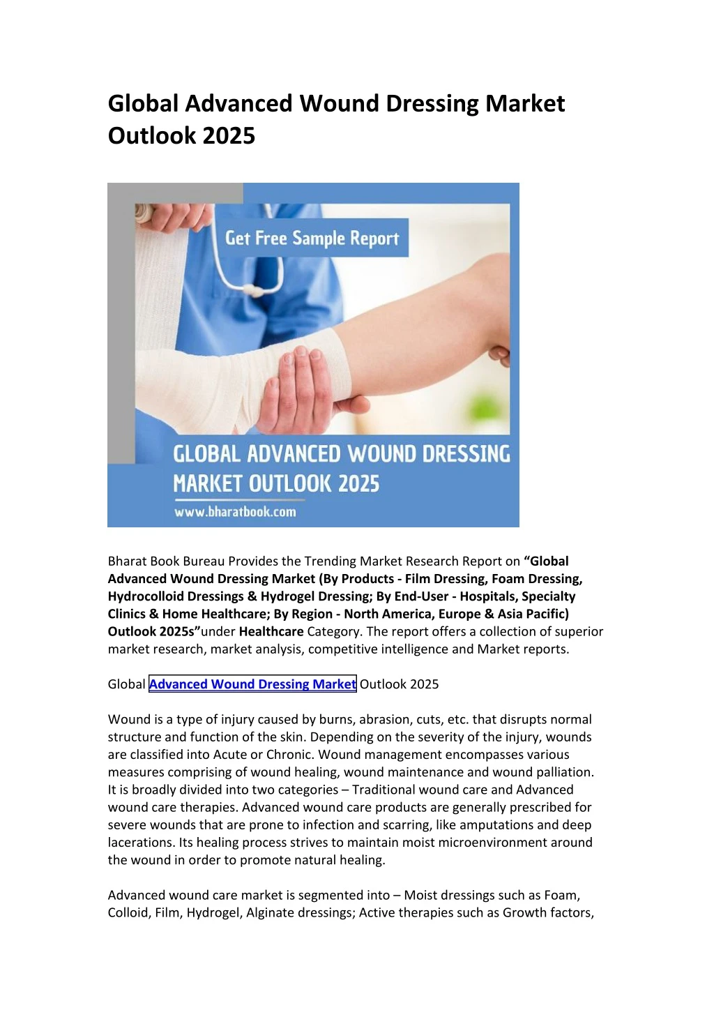 global advanced wound dressing market outlook 2025
