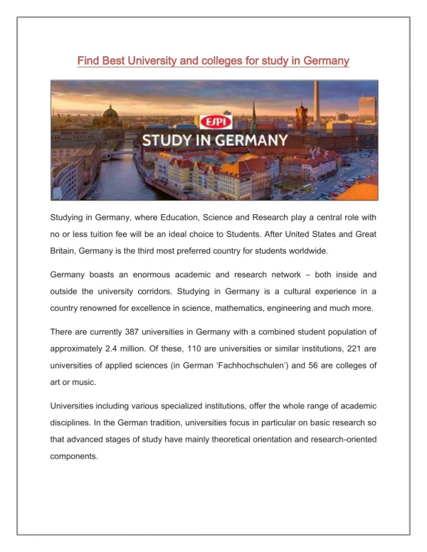Find Best Consultancy for Engineering Study in Germany