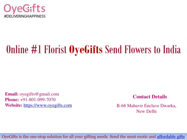 Online #1 Florist OyeGifts Send Flowers to India