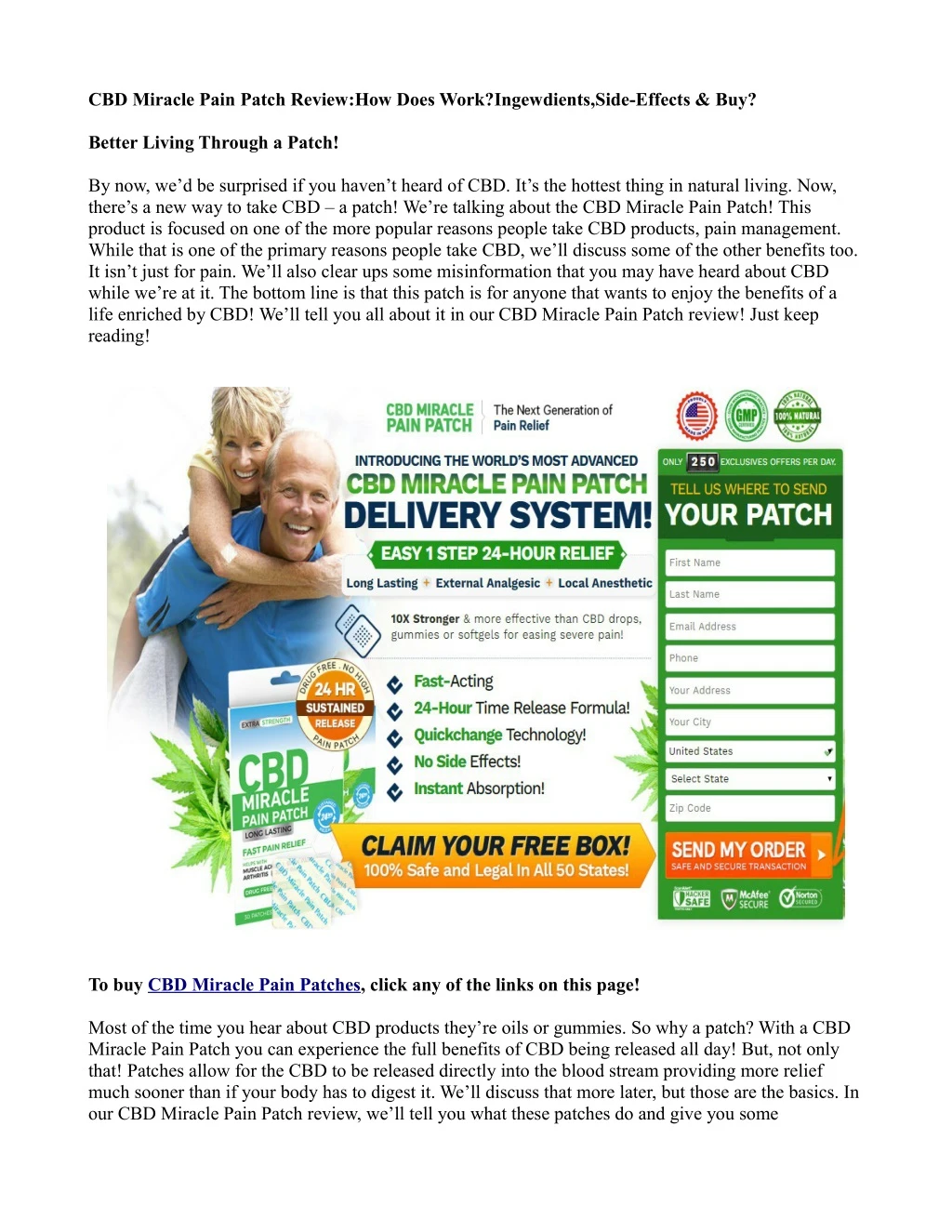cbd miracle pain patch review how does work