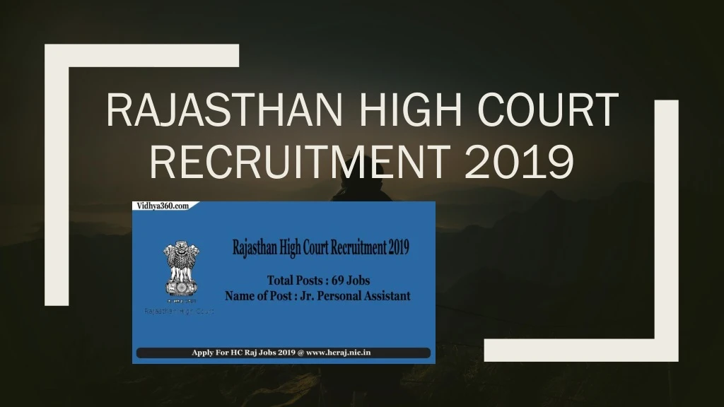 rajasthan high court recruitment 2019