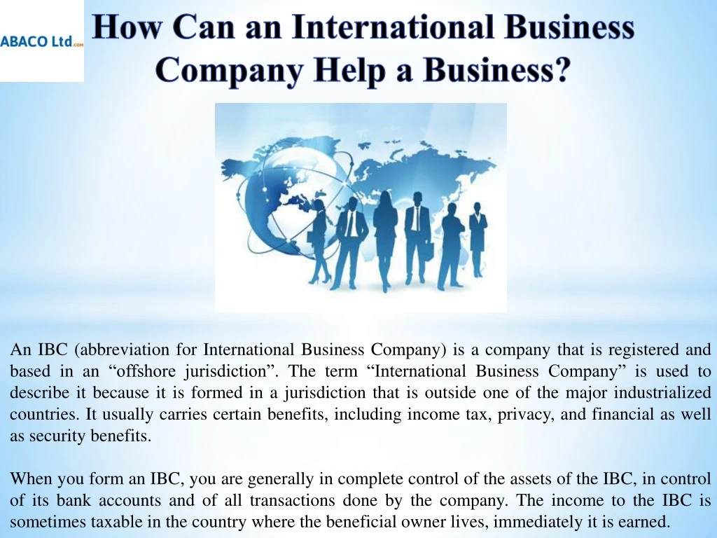 how can an international business company help a business