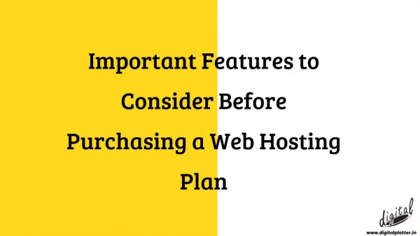 Know the Features of a Hosting Plan