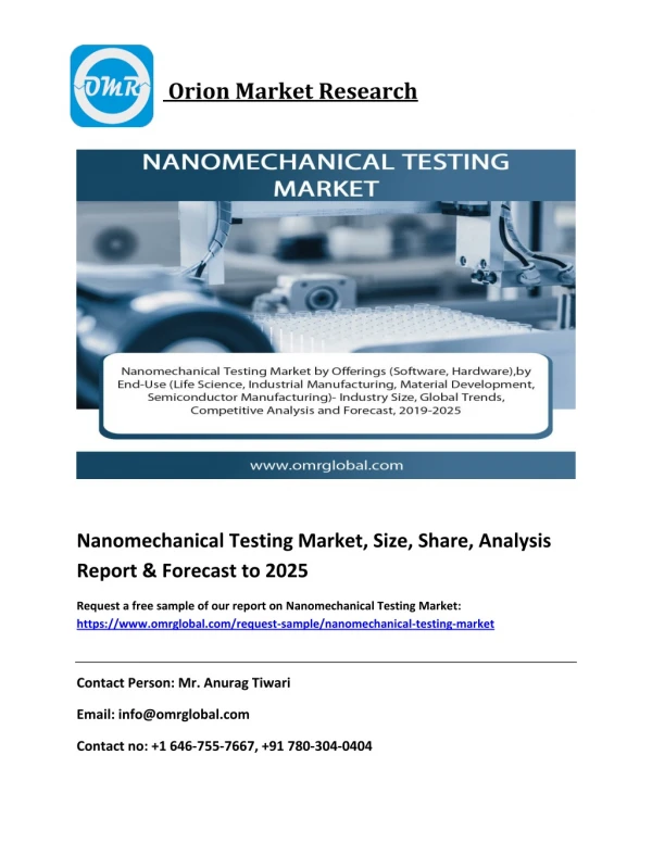 Nanomechanical Testing Market Size, Share, Trends and Forecast 2019-2025